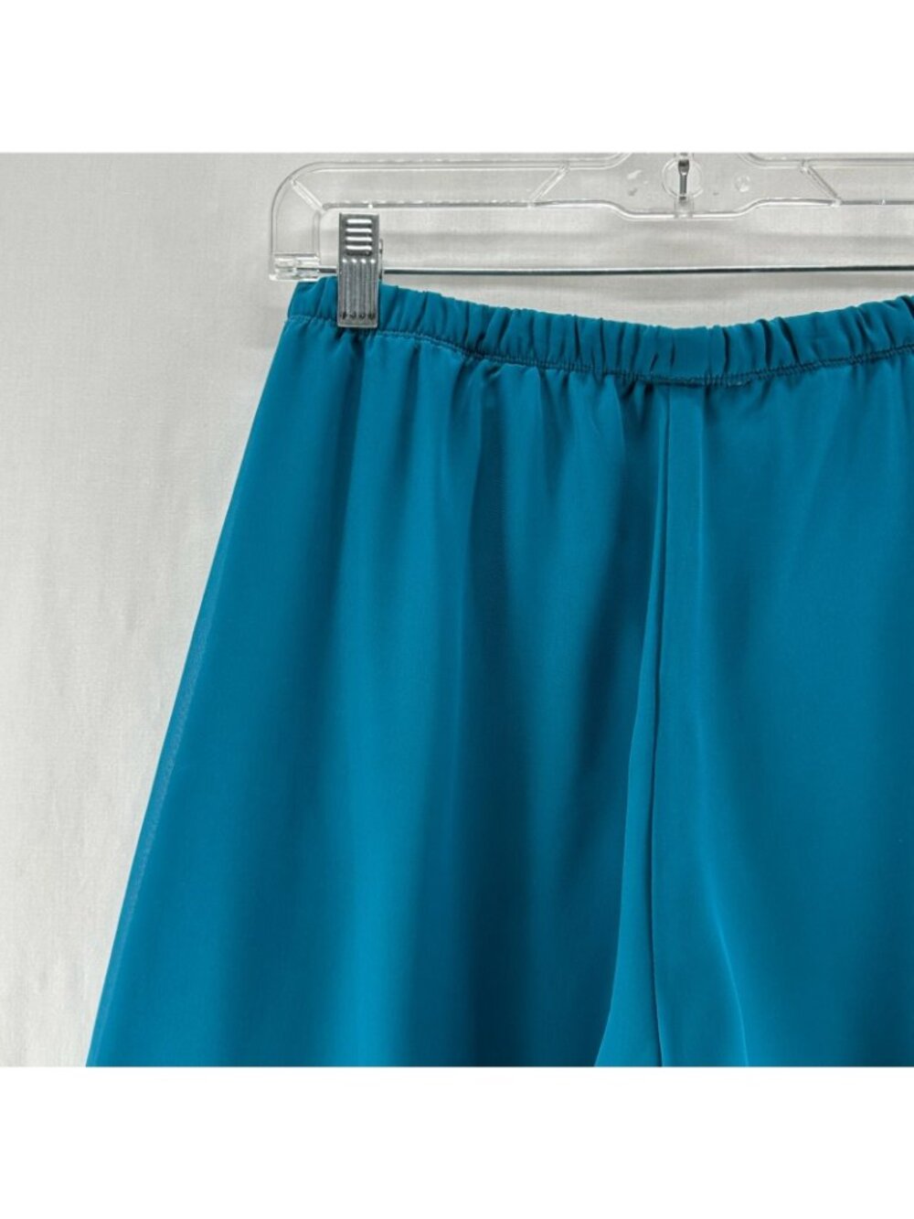 American Glamour Badgley Mischka Chiffon Wide Leg Pants S Lined Drawstring Teal - Picture 7 of 16